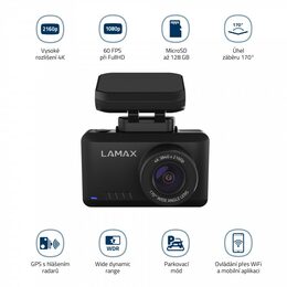Autokamera LAMAX T10 4K GPS (s hlášením radarů)