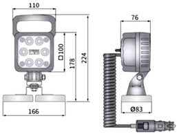 LED pracovní světlo 47432 LED 12V-24V magnet 1500lm WESEM