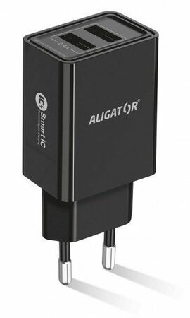 Chytrá síťová Nabíječka ALIGATOR CHA0029 - neoriginální 2.4A, 2xUSB, smart IC, černá