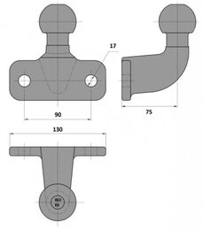 Koule na tažné zařízení 3500 kg černá - 50mm