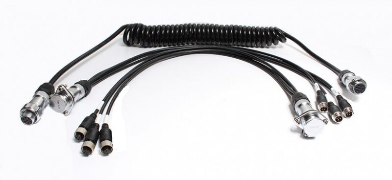 Kompletní video set 4pin, 2 x 0,5m + 4m kroucený kabel - pro 3 kamery