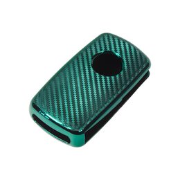 TPU obal pro klíč Škoda, VW, Seat, carbon zelený