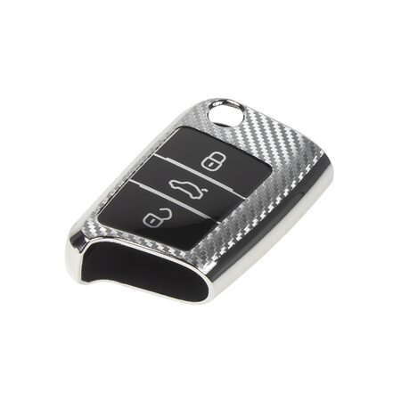 TPU obal pro klíč Škoda, VW, Seat, carbon silver