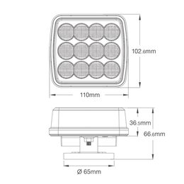 LED výstražné světlo, oranžové, ECE R10, R65, set 2ks