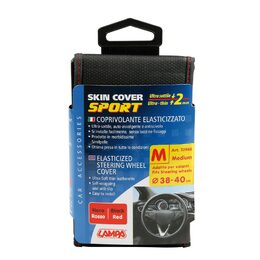 Kožený perforovaný potah volantu s červeným  obšitím  M - O 38/40 cm