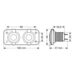 CL zásuvka do panelu EXT-2 12/24V LAMPA