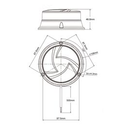 LED maják, 12-24V, 30x0,7W oranžový, pevná montáž, ECE R65 R10
