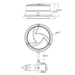 LED maják, 12-24V, 30x0,7W oranžový, magnet, ECE R65 R10