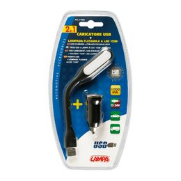 Lampička do auta LED 12/24V + USB nabíječka 1000mA LAMPA
