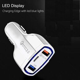 USB adaptér 3v1, QC3,0 + type C + 3,1A, 12/24V