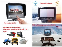 AHD set Monitor 7" prachotěsný/voděodolný/nárazu odolný, 2x4PIN vstup + kamera + 15m kabel