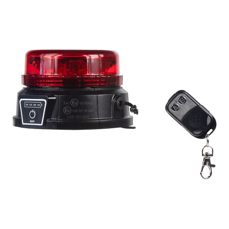 AKU LED maják, 12x3W červený, dálkové ovládání, magnet, ECE R10