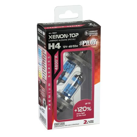 Autožárovky H4 PILOT xenon TOP 12V, 60/55W +120% sada 2k