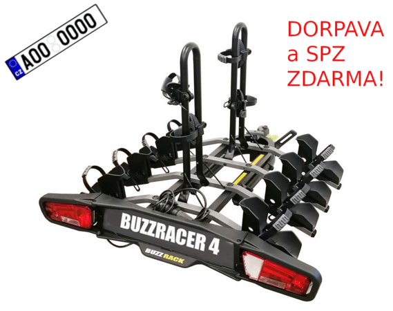 Nosič 4 kol na tažné zařízení Buzz RACER 4 SPZ A DOPRAVA ZDARMA!