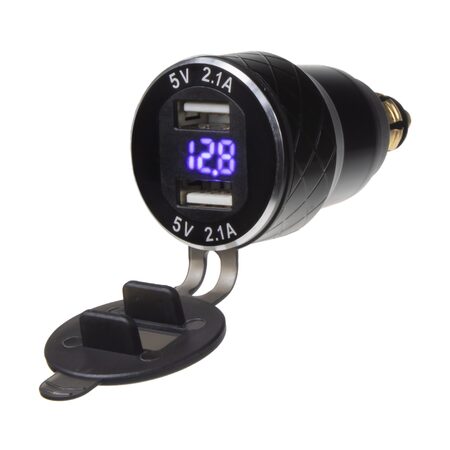 2x USB nabíječka s voltmetrem, do zásuvky DIN