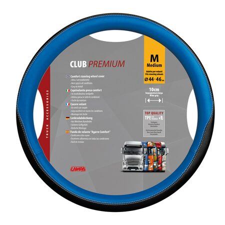 Potah volantu CLUB PREMIUM Skeentex modrý - M  44 - 46 cm