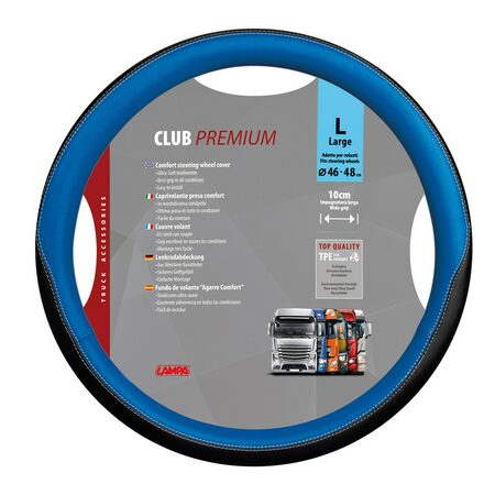 Potah volantu CLUB PREMIUM Skeentex modrý - L  46 - 48 cm