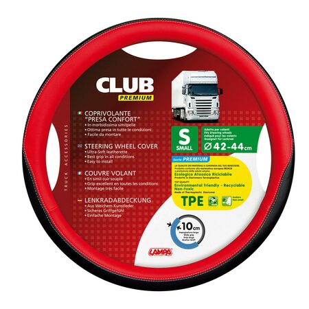 Potah volantu CLUB PREMIUM Skeentex červený - S  42 - 44 cm