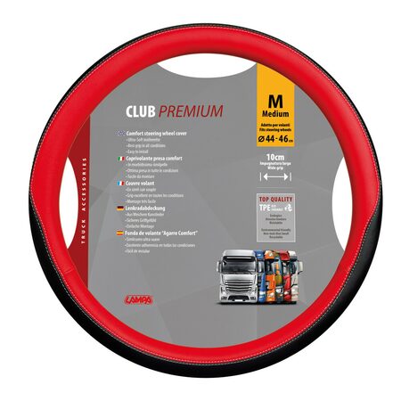 Potah volantu CLUB PREMIUM Skeentex červený - M  44 - 46 cm