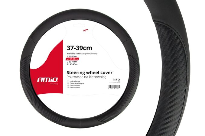 Potah volantu karbon UNI 37-39cm - černý