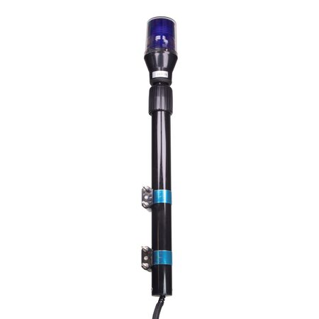 LED maják, 12V, 30LED modrý s teleskopickou tyčí na motocykl