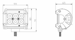 LED světlo obdélníkové bílé/oranžový predátor 6x3W, 99x80x65mm