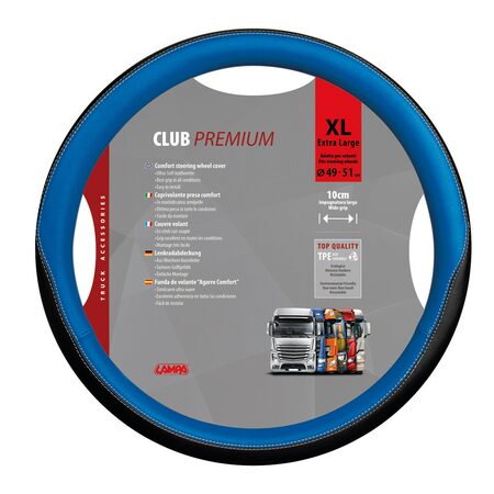 Potah volantu CLUB PREMIUM Skeentex modrý - XL  49 - 51 cm