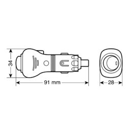 Zástrčka do zapalovače cigaret s bočním vstupem pro kabel, 12/24V, LAMPA