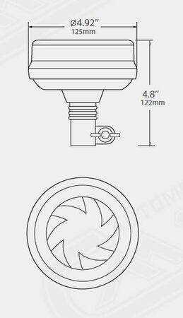 LED maják, 12-24V, 16x1W oranžový na držák, ECE R65