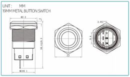 Tlačítko kovové kulaté, zelené podsvícení