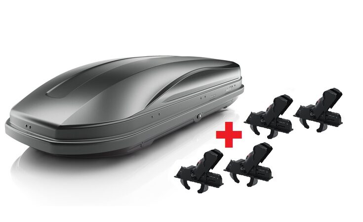 Střešní box HAKR Magic line 400 šedý + Rychloupínací systém