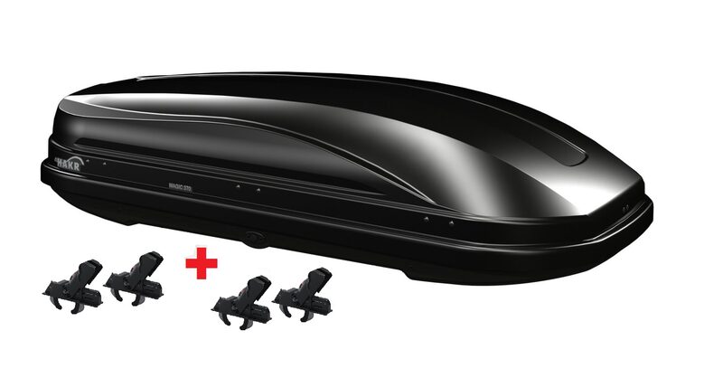 Střešní box HAKR Magic line 370 černý lesklý + Rychloupínací systém