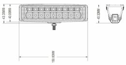 LED světlo obdélníkové, bílé/oranžové, 18x3W, 150 mm, ECE R10