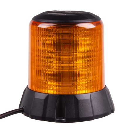 Robustní oranžový LED maják, černý hliník, 96W, ECE R65