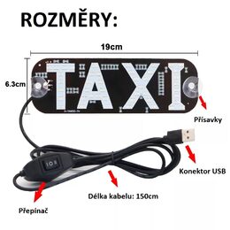 LED banner s nápisem TAXI, zelený/červený