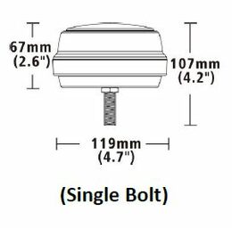 LED maják, 12-24V, 12x1W oranžový, pevná montáž, ECE R65