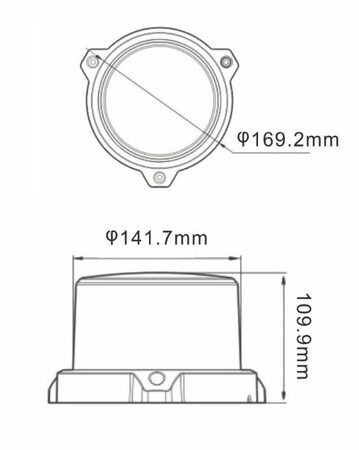 LED maják, 12-24V, 96x0,5W, oranžový, magnet, ECE R65 R10