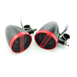 Zvukový systém na motocykl, skútr, ATV s FM, USB, BT, barva červená/černá