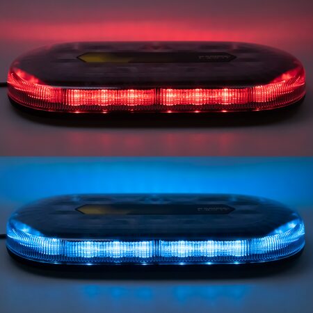 Mini LED rampa, modro-červená, 48xLED, 12-24V, ECE R65, magnet