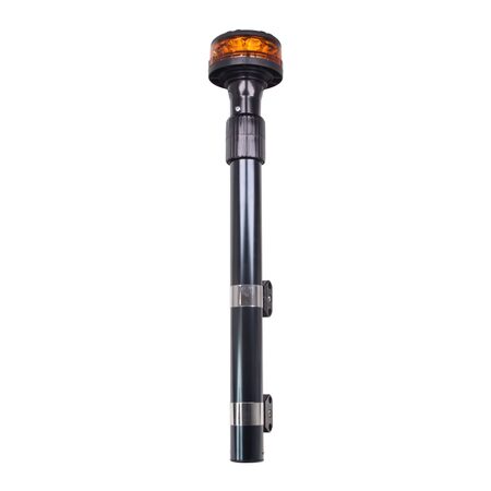 LED maják, 12-24V, 12x3W oranžový s teleskopickou tyčí na motocykl, ECE R65 R10