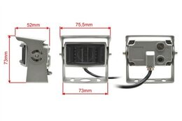 Zadní couvací kamera G-PARK 120° stříbrná normální/zrcadlový obraz, cinch