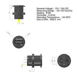 Digitální teploměr 12/24V modrý