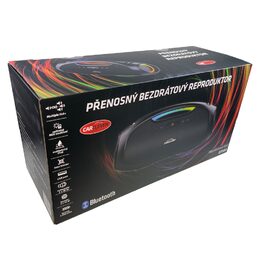 CARCLEVER bezdrátový Bluetooth reproduktor, voděodolný IPX6, USB, AUX, MIC, RGB