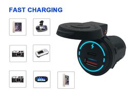 x USB QC3.0 + USB-C 18W zásuvka 12/24V, voděodolná