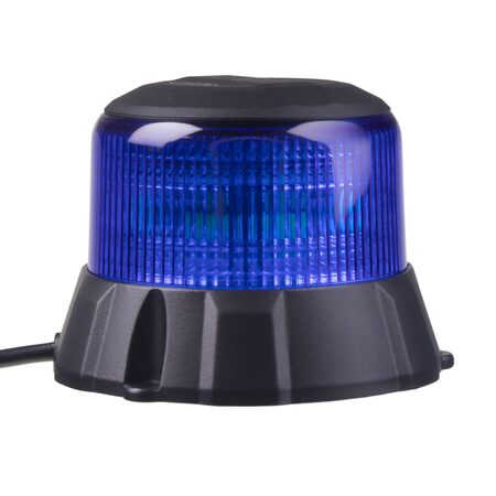 Robustní modrý LED maják, černý hliník, 48W, ECE R65