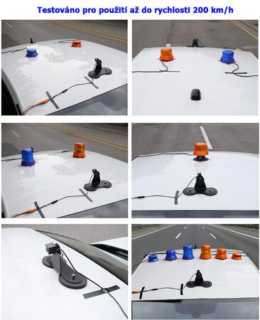 Robustní oranžový LED maják, oranž.hliník, 96W, ECE R65