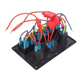 Panel s 6x spínači Rocker, voltmetr, CL + USB zásuvka, 12/24V