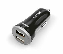 Chytrá nabíječka do auta ALIGATOR 3.4A, 2x USB, smart IC, černá, včetně USB-C kabelu 2A