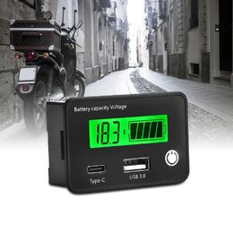 Indikátor baterie 8-30V s USB/USB-C zásuvkou