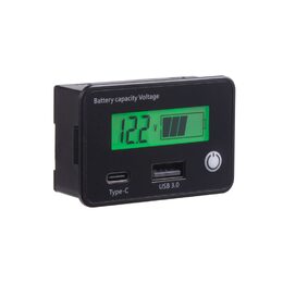 Indikátor baterie 8-30V s USB/USB-C zásuvkou